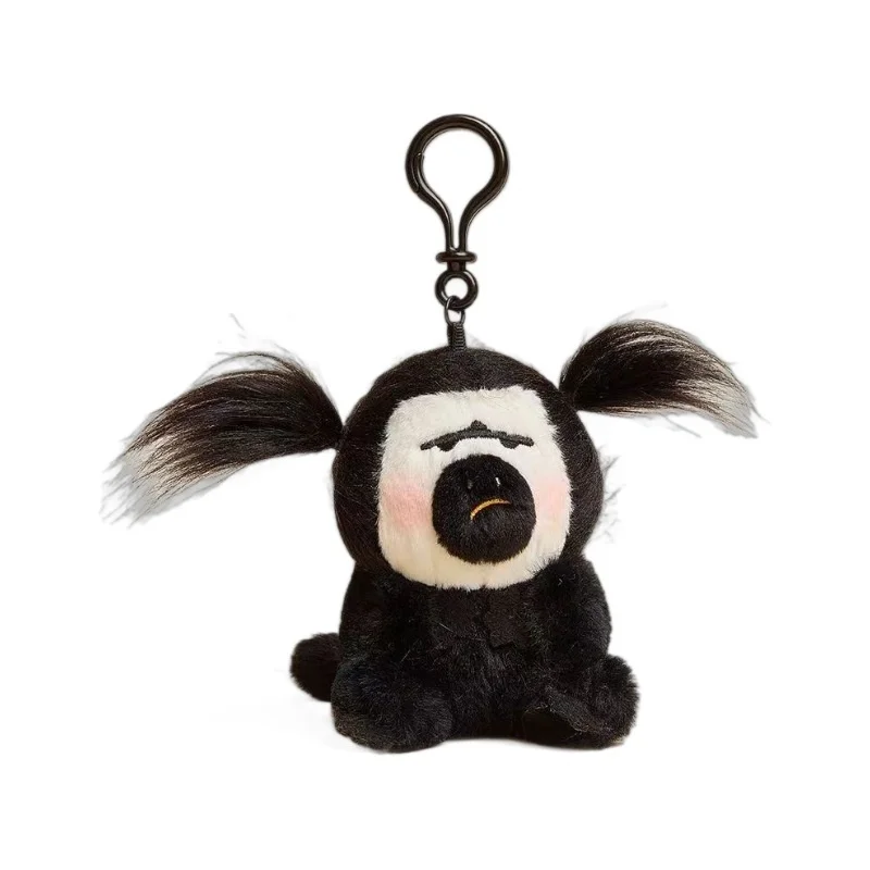 Porte-clés décoratif en peluche avec épingles à cheveux, visage de singe blanc mignon, cheveux frits, peigne drôle et drôle, sac à dos