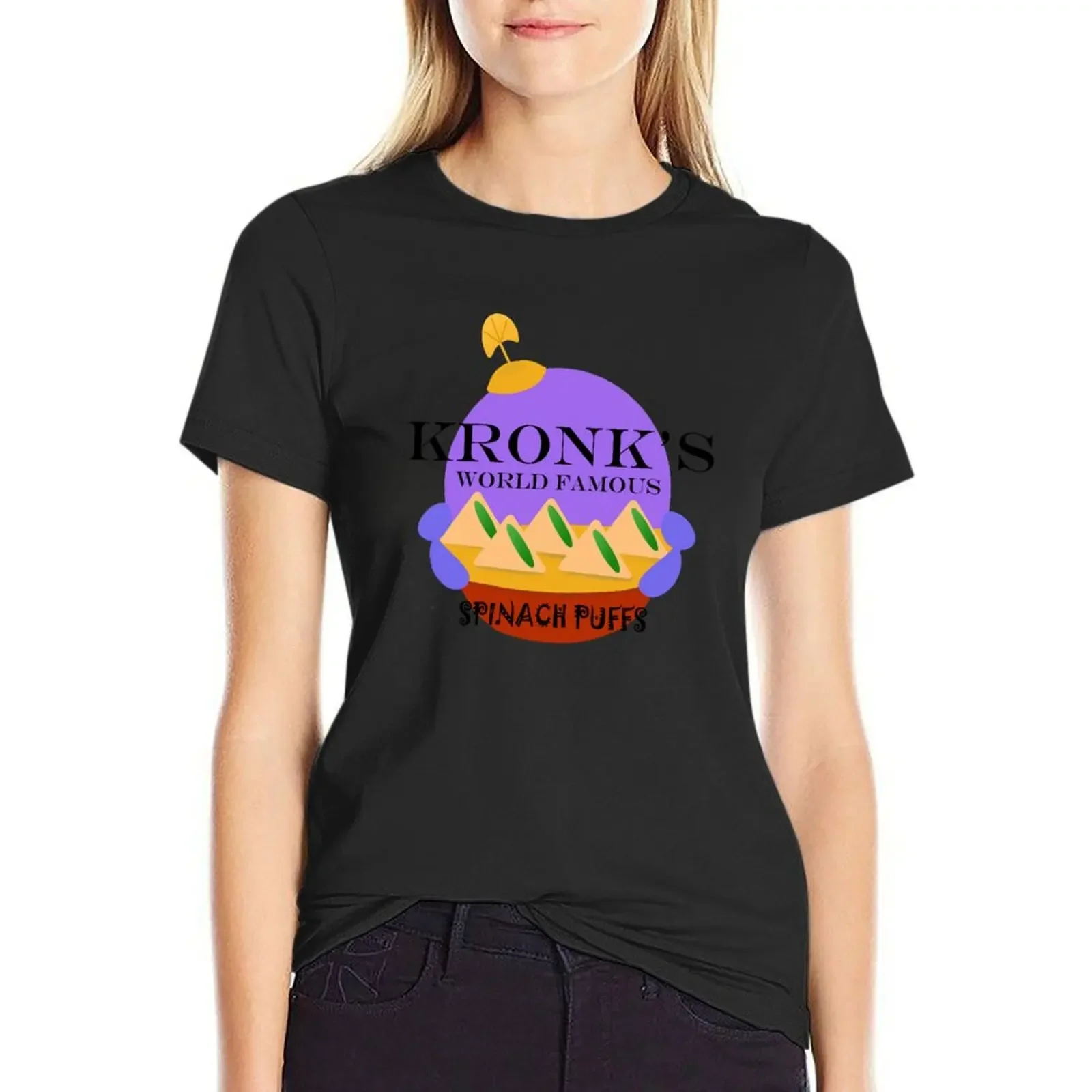 

Kronk's World Famous Spinach Puffs T-Shirt funny summer clothes funnys tops for Women