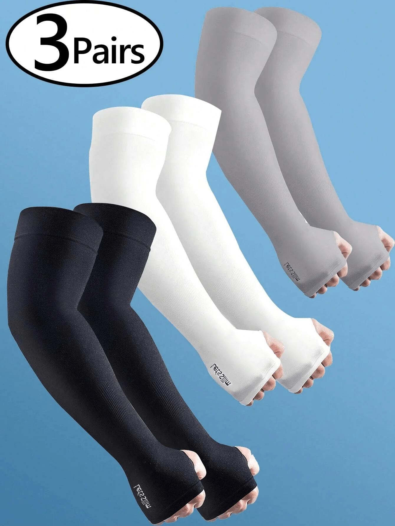 

3 пары компрессионных охлаждающих нарукавников с защитой от УФ-излучения UPF 50 для мужчин и женщин, для баскетбола