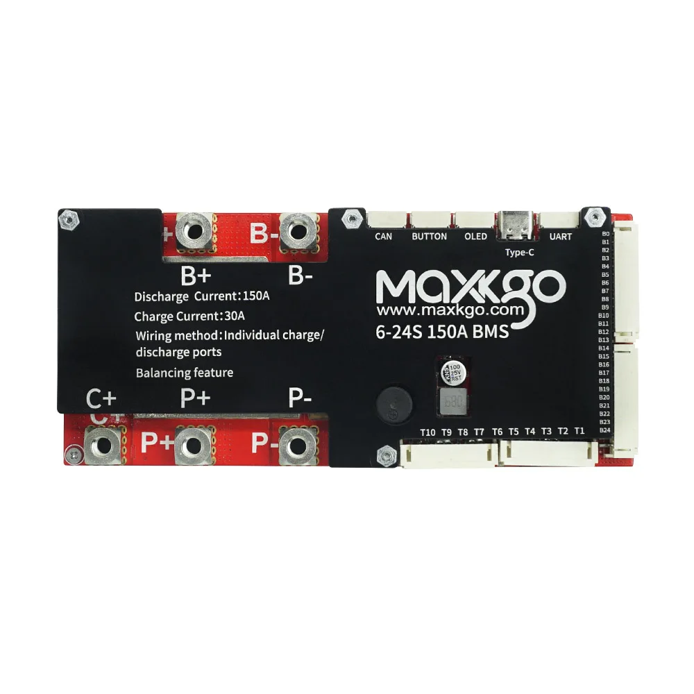 MAXKGO 6S-24S Smart Bluetooth BMS Board Based On VESC CAN UART Port Communication Passive Balance Protection Plate