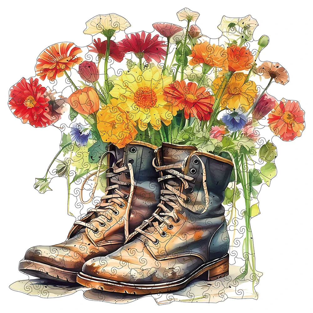 

Деревянные пазлы для взрослых, пазлы с цветами и обувью, специальные праздничные подарки для друзей, семейного современного искусства, домашнего декора