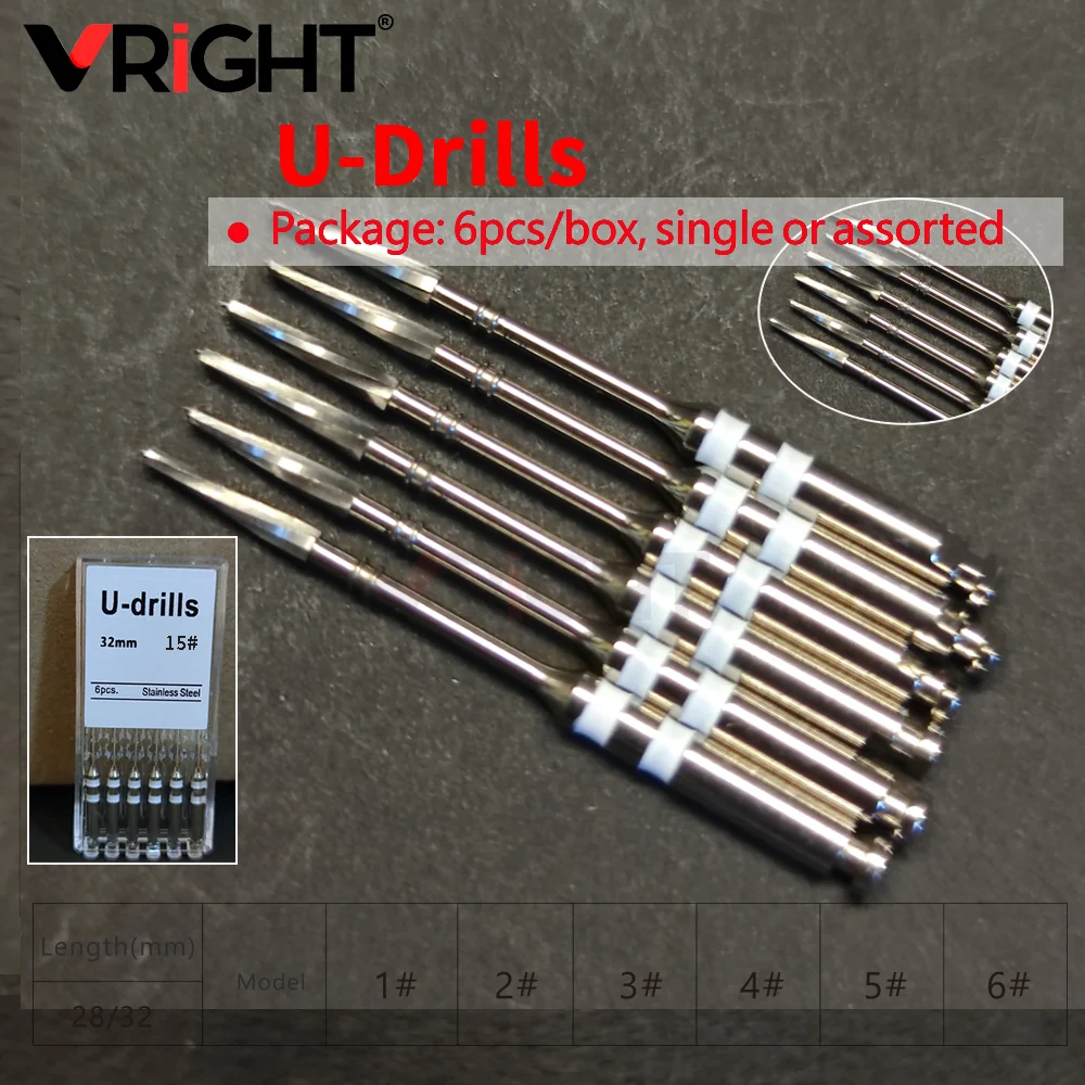 6pcs/box Dental Instrument Metal Drills Reamers Screw Post Suppliers Multiple Taper Fiber Drills U 15-40# Materials Dentist Tool