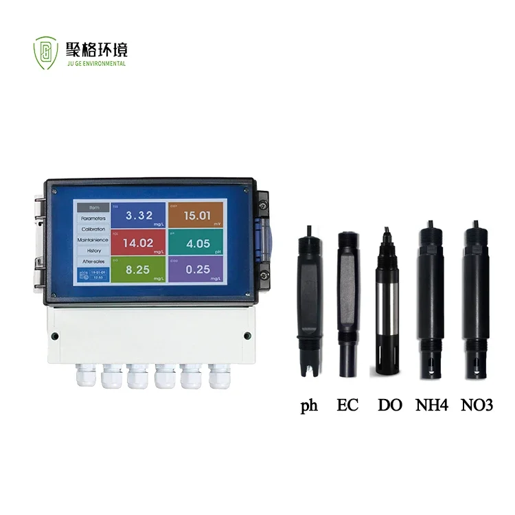 Aquaculture Water Quality Monitor PH Conductivity DO Nitrate Ammonia Sensor Multi-parameter Fish Farming Water Analyzer