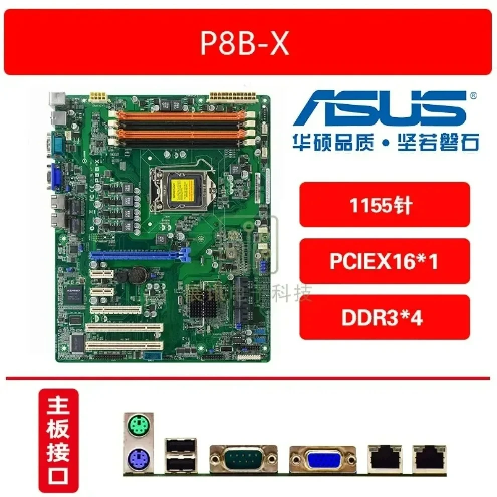 Used For ASUS P8B-M P8C WS X E MR MX C/SAS/4L/2L Dual network port 1155 workstation main board    (store code: 0791)