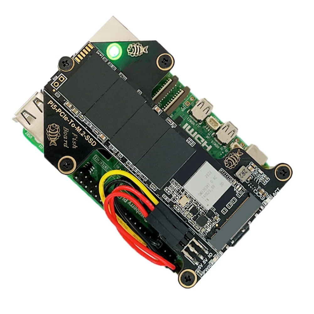 For 5 Adapter Board PCIe to M.2 NVMe SSD Adapter Board Compatible with Pi5 Official Case and / Cable