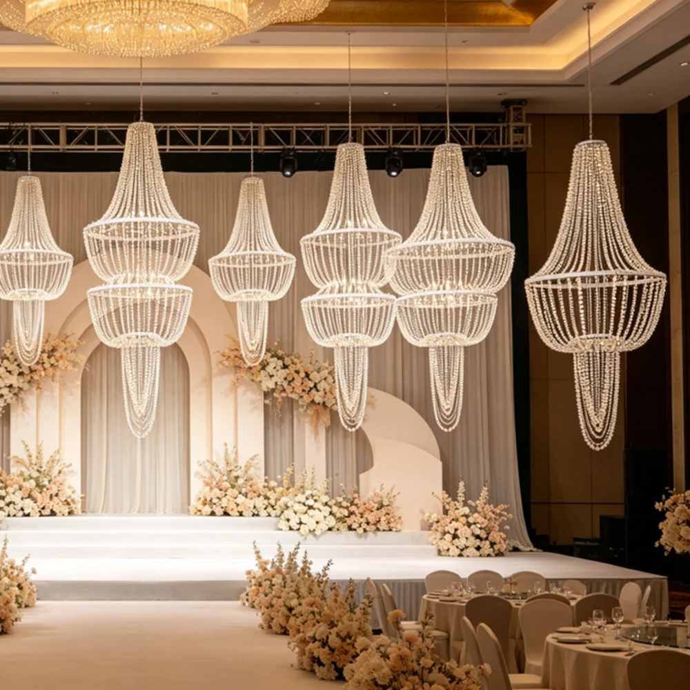 1-10pcs  Luxury Style Indoor Decoration acrylic Pendant Light Wedding Hall LED Crystal Chandelier