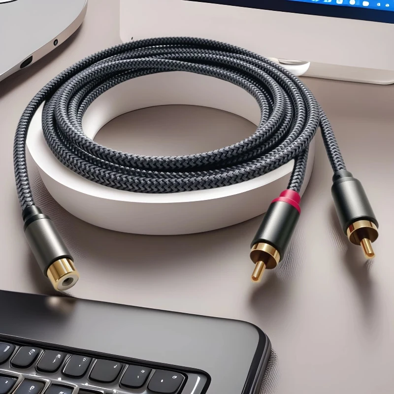 0.3/0.5/3 متر قصيرة RCA الفاصل كابل الصوت RCA 1 إلى 2 ذكر إلى أنثى مهايئ الرافعة الحبل للتلفزيون CD DVD مضخم الصوت المتكلم