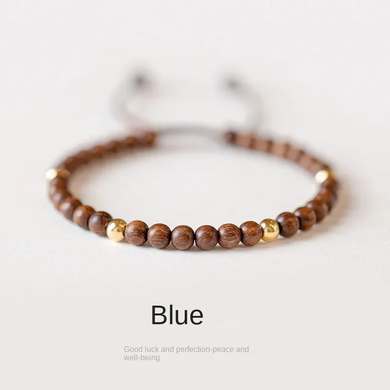 

Natural golden rosewood adjustable bracelet handmade jewelry niche women retro