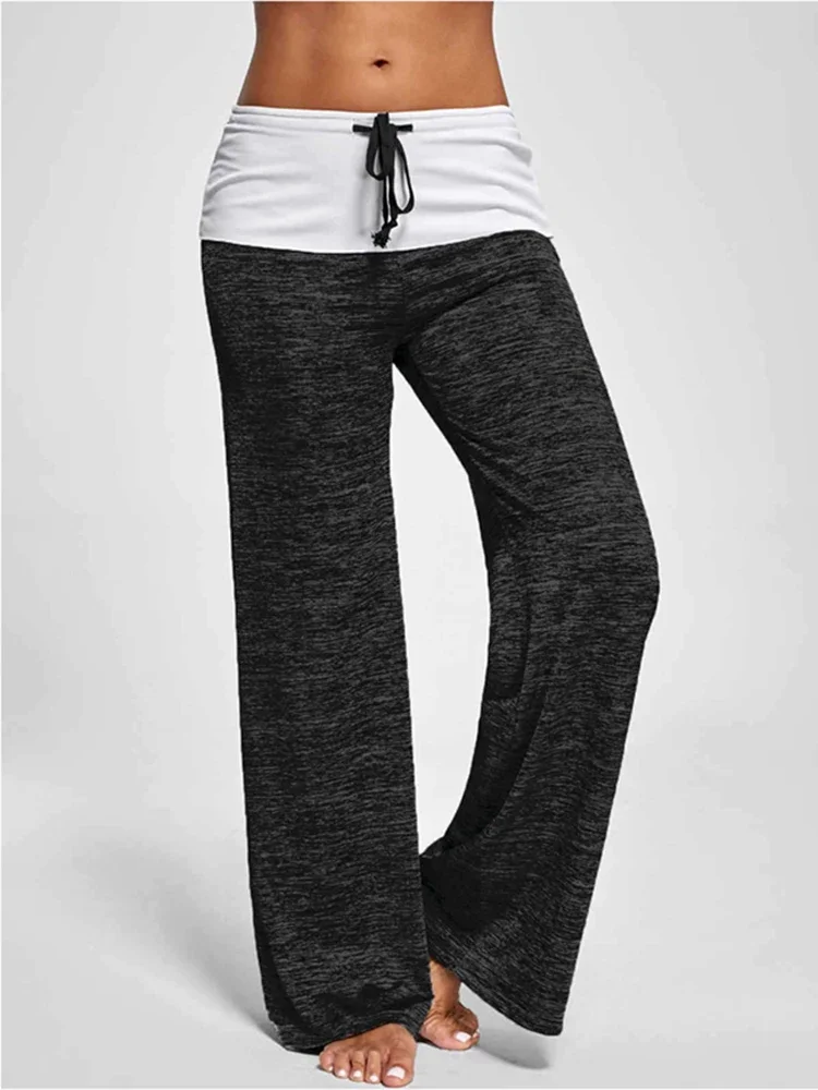 

Wide Leg Dancing Leggings Women Pants High Waist Drawstring Female Patchwork Casual Harem Pants Loose Sportwear Gympants