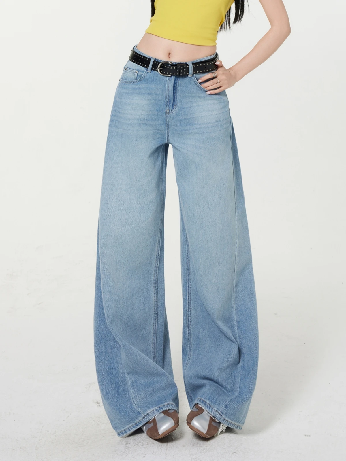 ZHISILAO новые винтажные классические синие джинсовые джинсы женские Y2k повседневные светло-голубые зауженные джинсы полной длины весна-лето 2025