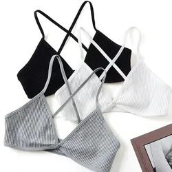 Women Cross Strap Sexy Bra Top Women Push Up Bras French Triangle Cup Crop Top Wire Free Brassiere Female Intimates Bralette