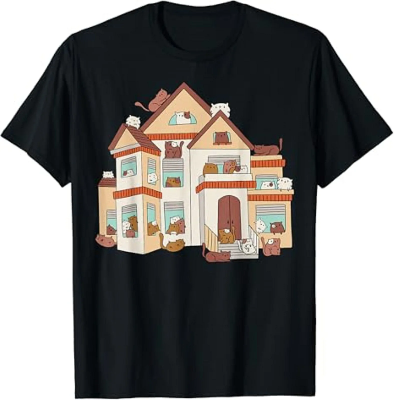 Cat House Cat Lover Gift Unisex T-Shirt Size S-5XL