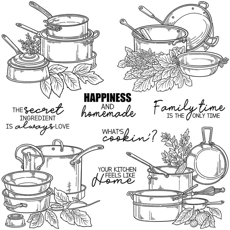 Christmas Kitchen Cooking Pot Clear Stamps DIY Scrapbooking Supplies Silicone Stamp For Card Making Albums Xmas Decor