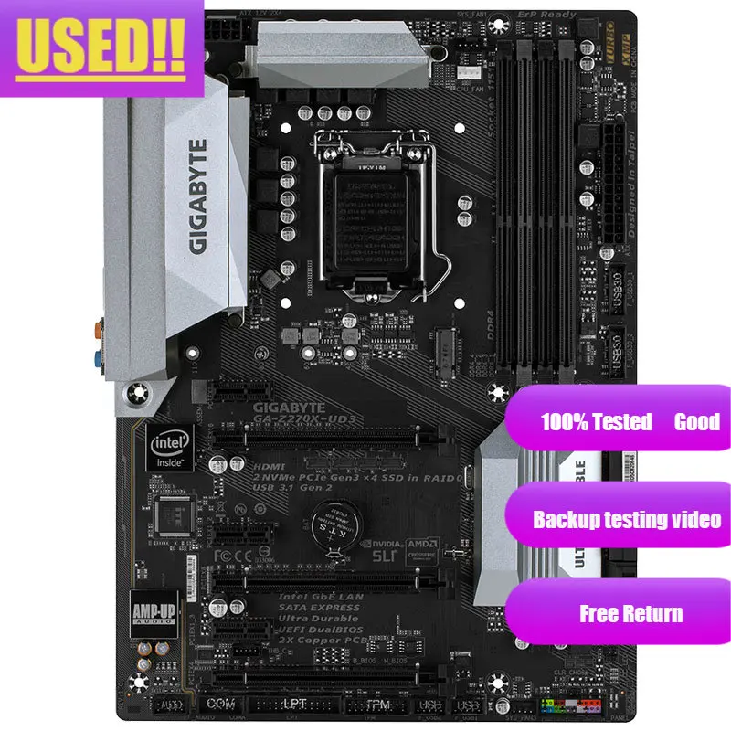 

Gigabyte GA-Z270X-UD3 Original Desktop Z270 Motherboard LGA 1151 DDR4 USB3.0 SATA M.2