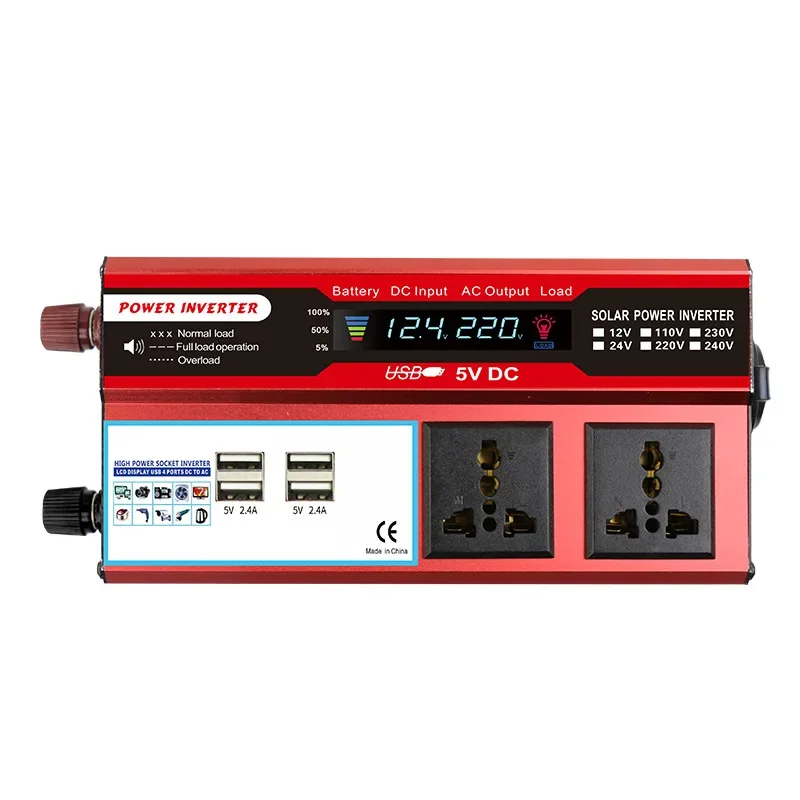 جديد 500 واط العاكس DC12V/24 فولت إلى AC110V/220 فولت سيارة العاكس مع 4usb الهاتف المحمول شحن سريع شاشة الكريستال السائل المقبس المزدوج 1