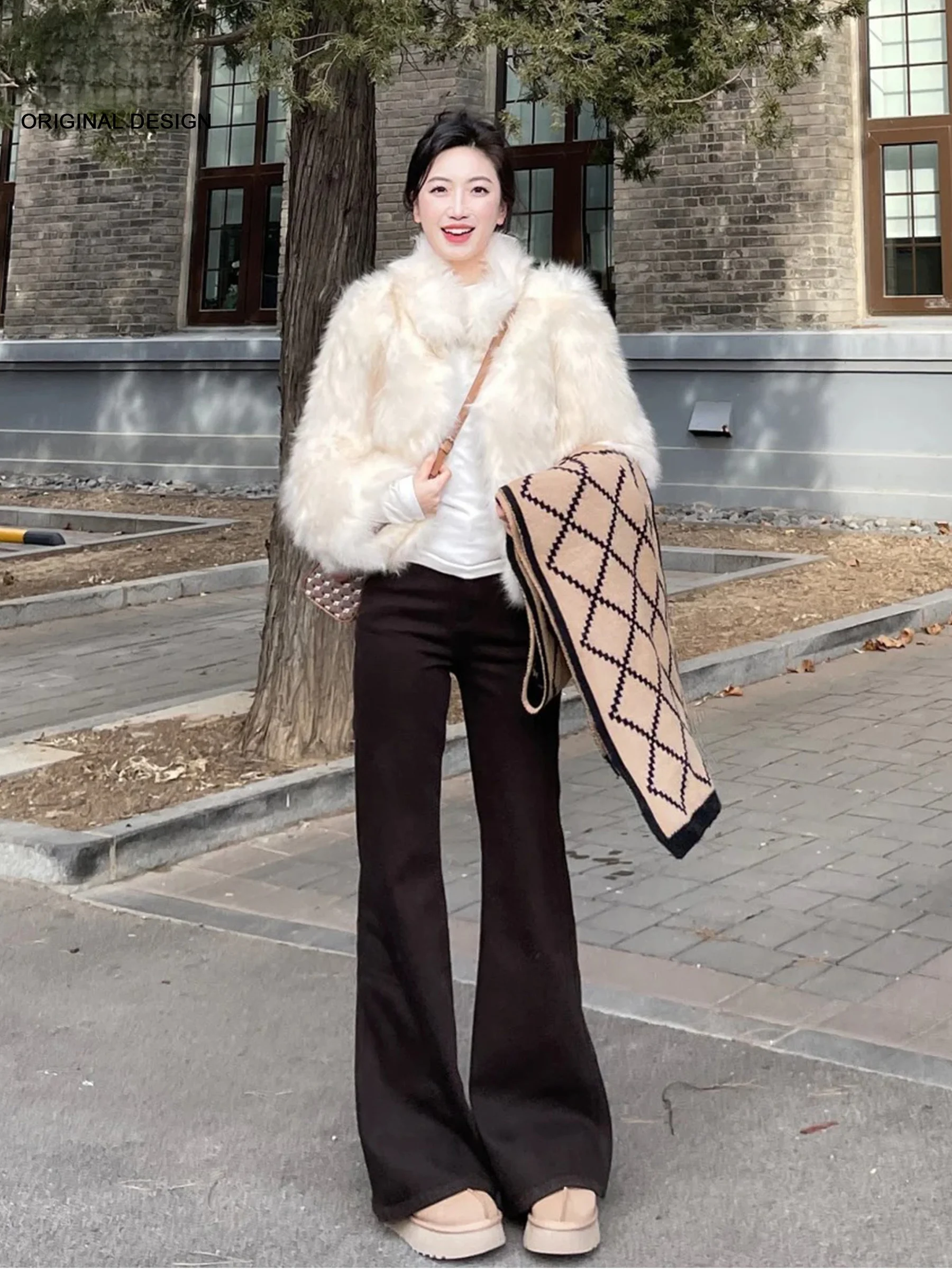 

Джинсы-клеш в американском стиле с флисовой подкладкой, женские, утепленные, летние, с эффектом похудения, длинные брюки, джинсы с высокой талией