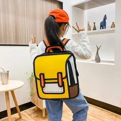 New Fashion 3D Drawing Backpack Korean Cute Kawaii Cartoon Schoolbag Secondary Cartoon Schoolbag Youth Backpack Travel Bag