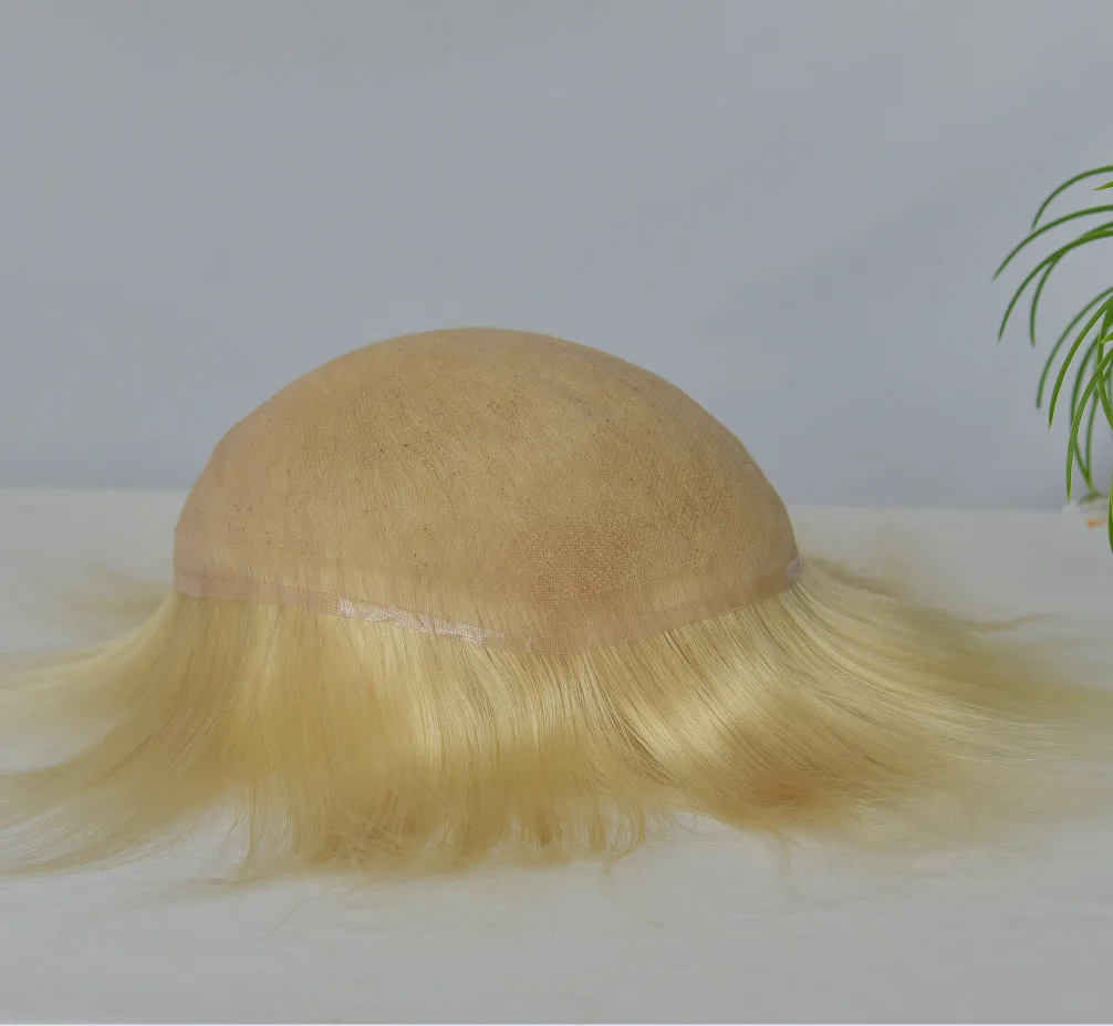 Human Hair Toupee for Men Blonde Hair System 8x10