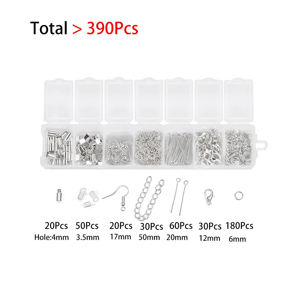 210-400 teile/schachtel Schmuck Machen Kits Karabinerverschluss Offene Biegeringe End Crimps Perlen Box Handgemachte DIY Armband Halskette Erkenntnisse