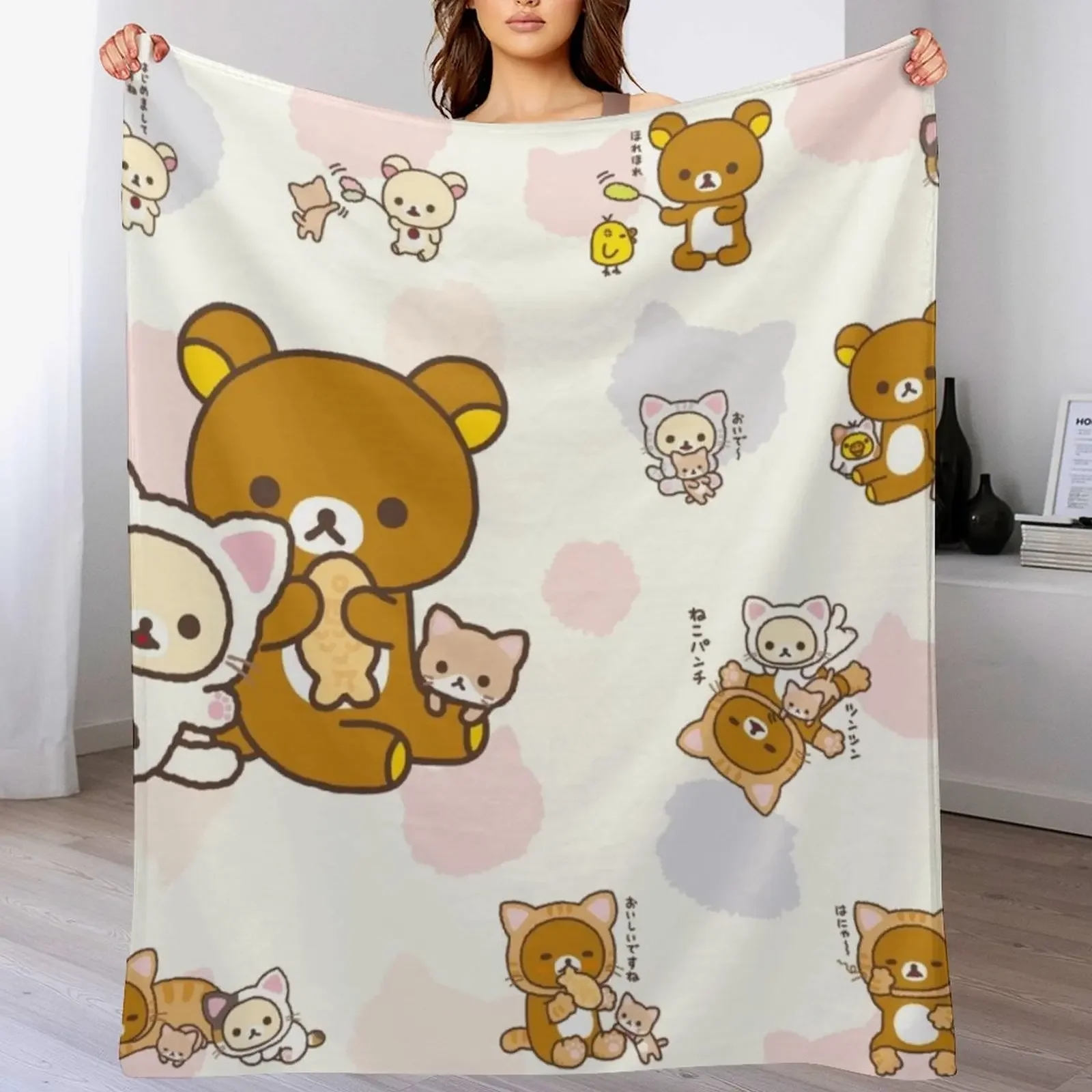 

Rilakkuma cute cat Throw Blanket Blankets For Sofas wednesday Thins funny gift Blankets