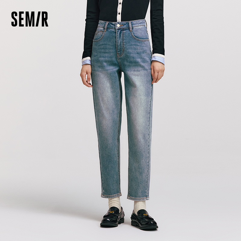  Semir Jeans Women Brushed Tapered Washed Denim Long 2025 Winter Pants Woman Clothing Jeans for Woman 