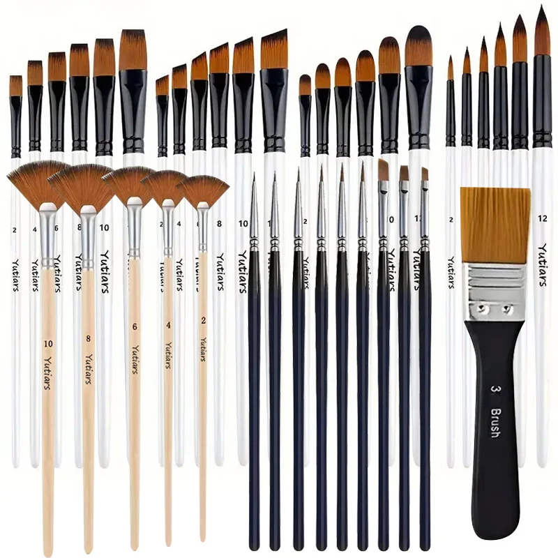 

Профессиональный набор кистей для художников, 39/35 предметов с нейлоновой щетиной — в комплект входят круглые, Filbert, плоские, веерные и угловые кисти.