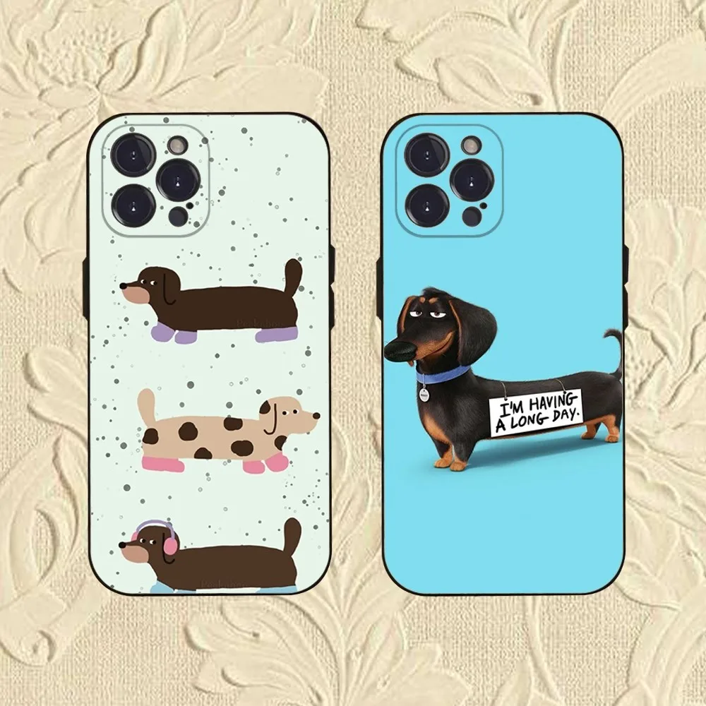 

Cute Dachshund Phone Case For iPhone 16,se4,15,14,13,12,11,Pro,X,XS,Max,XR,Plus,Mini Soft Black Cover