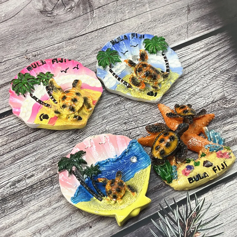 Fiji BULA 3D Sea Turtle Shell Fridge Magnet, Resin Tropical Souvenir, Gift & Collectible