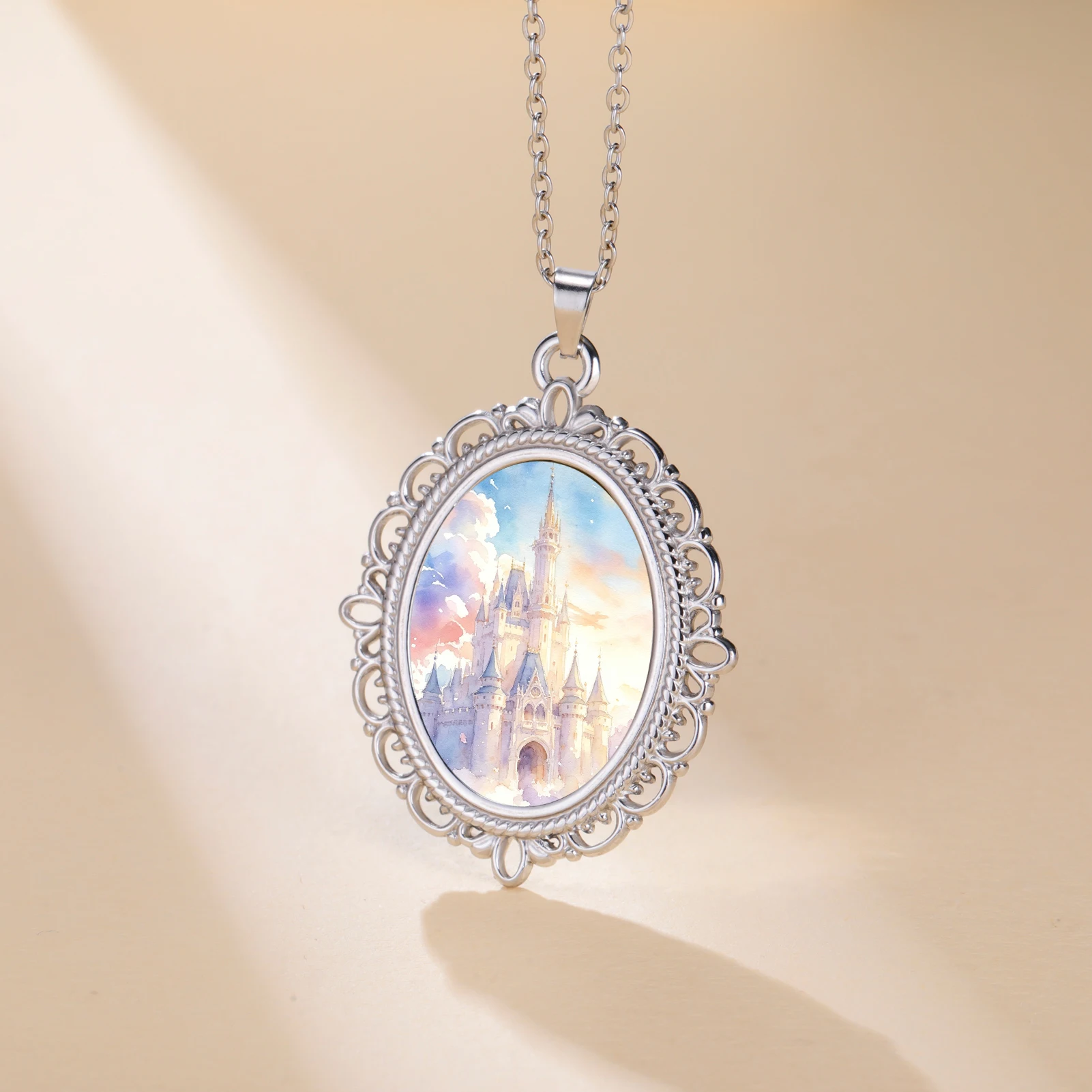 Custom Print Painting Necklace DIY Oil Aquarelle Painting Photo Pendant Personalized Art Ornament Fashion Women's Jewelry Gifts