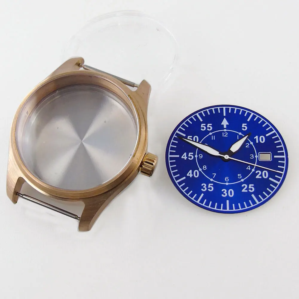 Imagem -03 - Tandorio-brushed Pilot Ver Case For Water Resistance ar Sapphire Glass Solid Bronze Luminous Bronze 39 mm Nh35a 200m