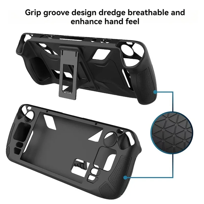 B24B For Steam Deck Protective Case-Anti-Fall,Anti-Slip,Soft Silicone Cover+Folding Stand Game Console Accessories