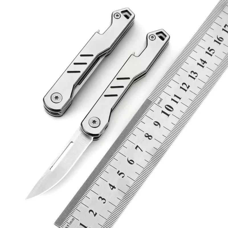 New Mini Outdoor Stainless Steel Folding Knife, Portable Express Keychain, Multifunctional Portable Kitchen Fruit Folding Knife