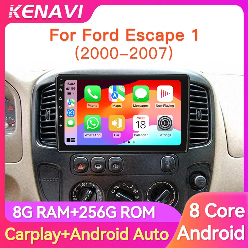 2 Din Car Stereo Radio For Ford Escape 1 2000-2007 Lntelligent Center MultimediaPlayer GPS Carplay Android Auto Head Unit Screen