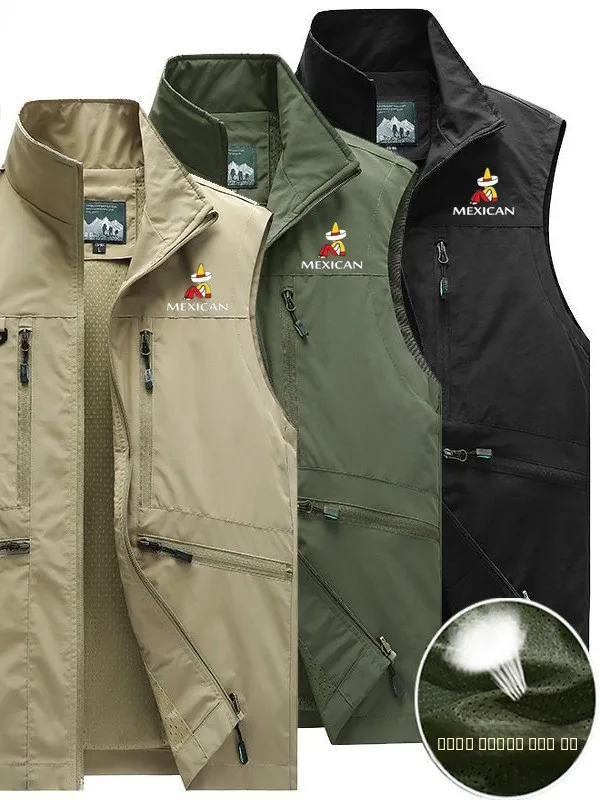 

Легкий мужской жилет 2025 года: новая летняя уличная куртка, весенне-осенняя модная повседневная модель с принтом, на молнии