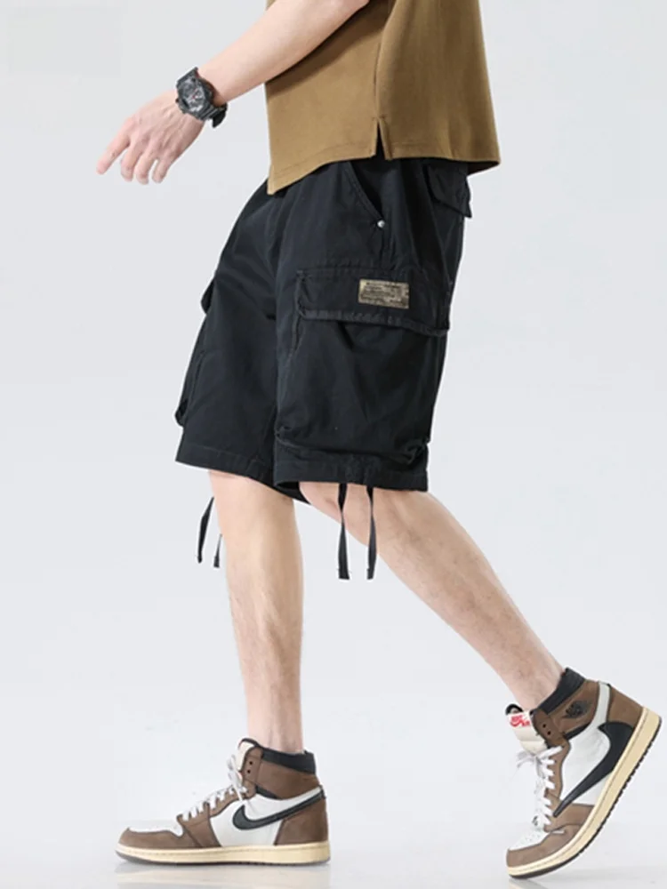 

American Retro Waed Men's Workwear orts Summer Outfit Casual Mid-Pants INS Super ular 5-Point Pants Loose Straight Leg...