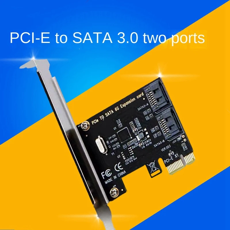 PCIe ไปยัง SATA Card PCI-E อะแดปเตอร์แปลง2-พอร์ต SATA III 6G อะแดปเตอร์การ์ดควบคุมการขยายตัว