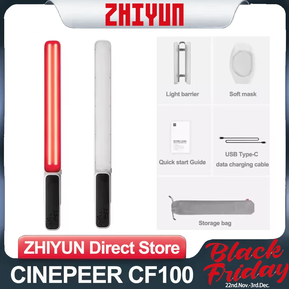 ZHIYUN CINEPEER CF100 100W Bi-Color RGB Stick Light Photography Light for Live Streaming Portrait Interviews VLOG Creation