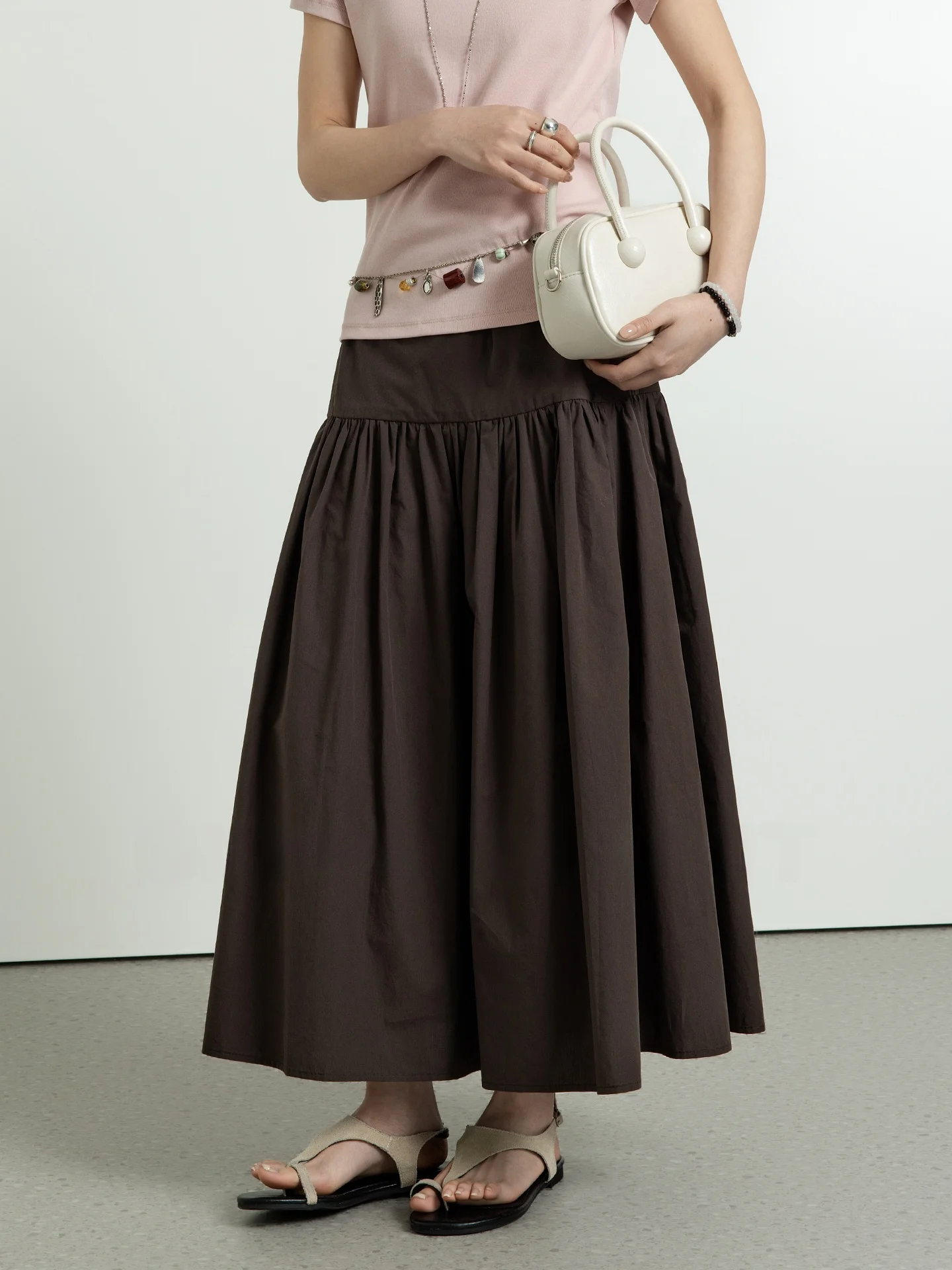 

mat High Waist A-Line Skirt Geometric Color Pleated High Waist Geometry Unit Women's Casual Cotton Skirt