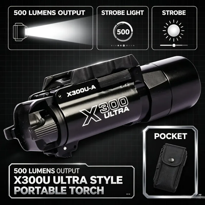 Portable Alloy X300‑Series Torch 500‑Lumen Strobe Light Accessory For Hobby Model Upgrading Projects