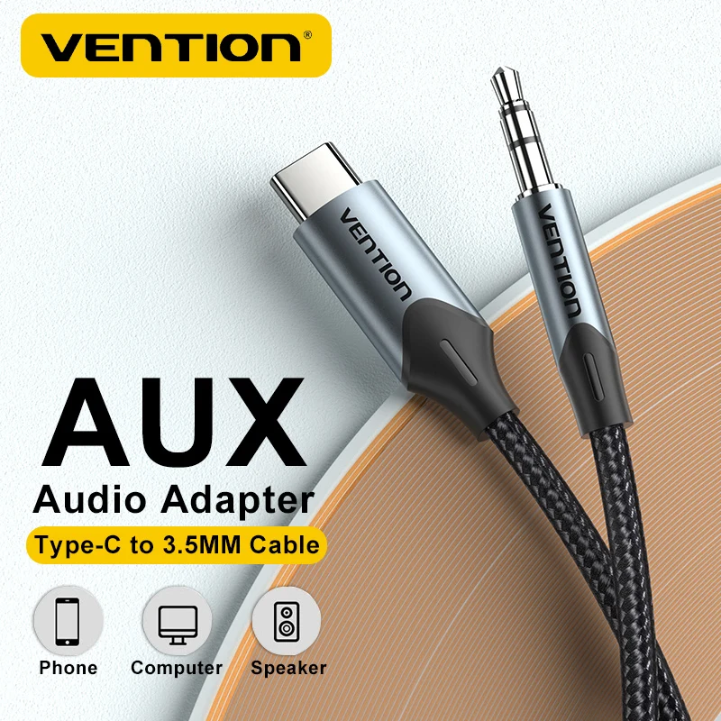 Vention USB Type C to 3.5mm Jack Headphone AUX Audio Cable Car Speaker Male To Male Adapter for Xiaomi HUAWEI One Plus Connector