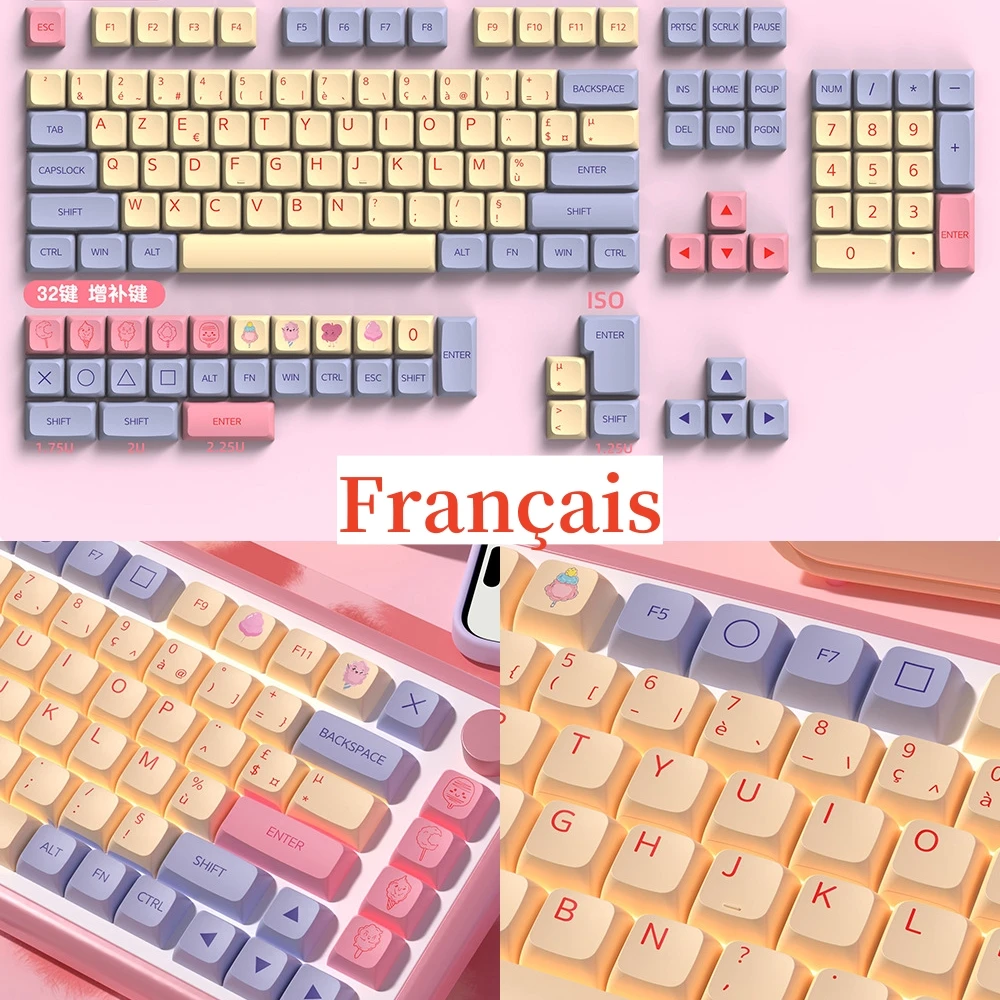 Spanish Keycaps Russian Korean Brazil Portuguese French German Japanese Keycaps XDA PBT For Cherry MX Switch ISO Layout ANSI FD1