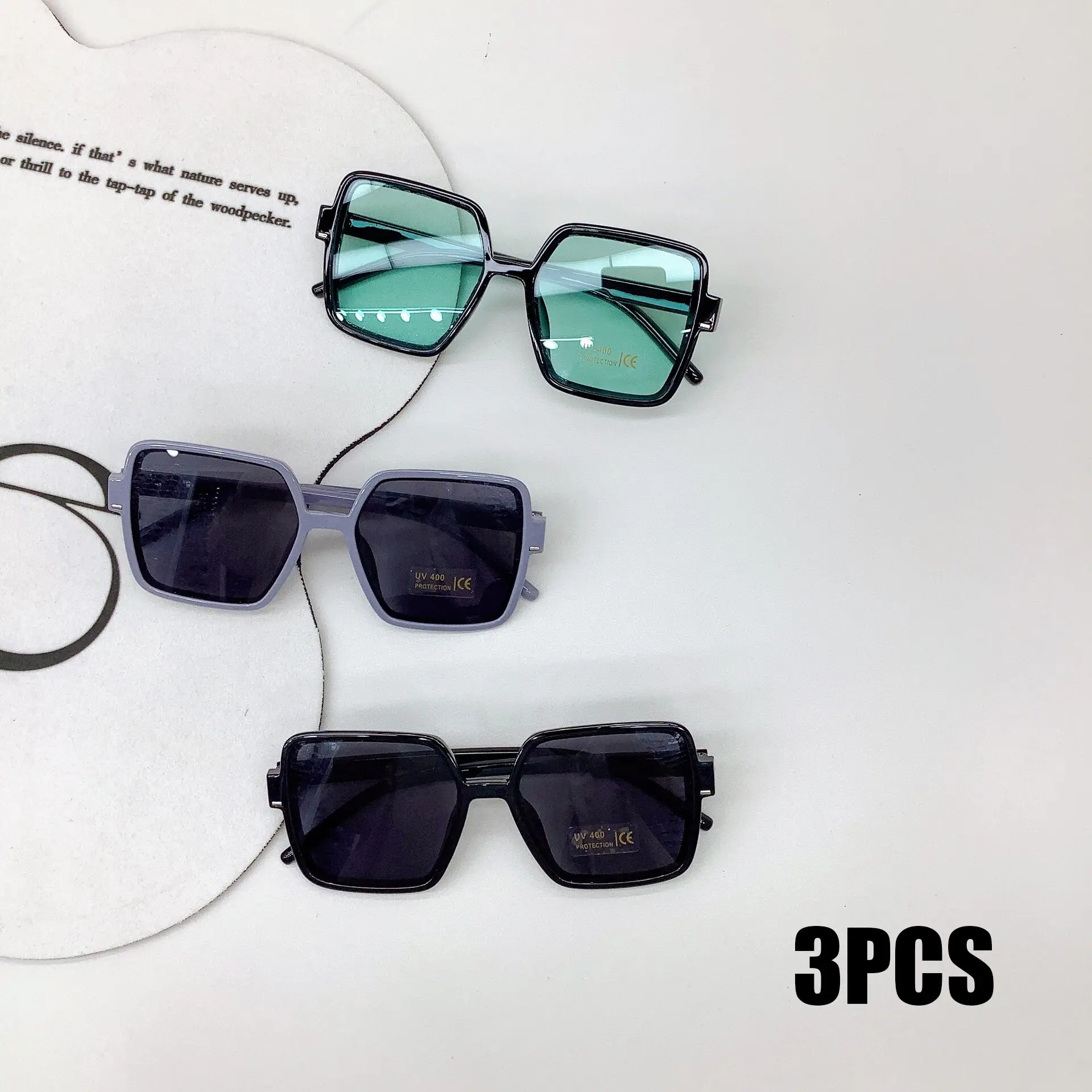 3PCS Fashionable Square New Baby UV Resistant Sunglasses, Color Shading Children's Glasses