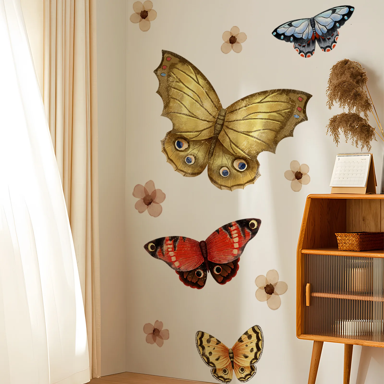 Color Butterfly Flower Harajuku Style Wall Sticker Invisible Glue Background Decorative Wall Sticker Mural Wallpapers Mj8001