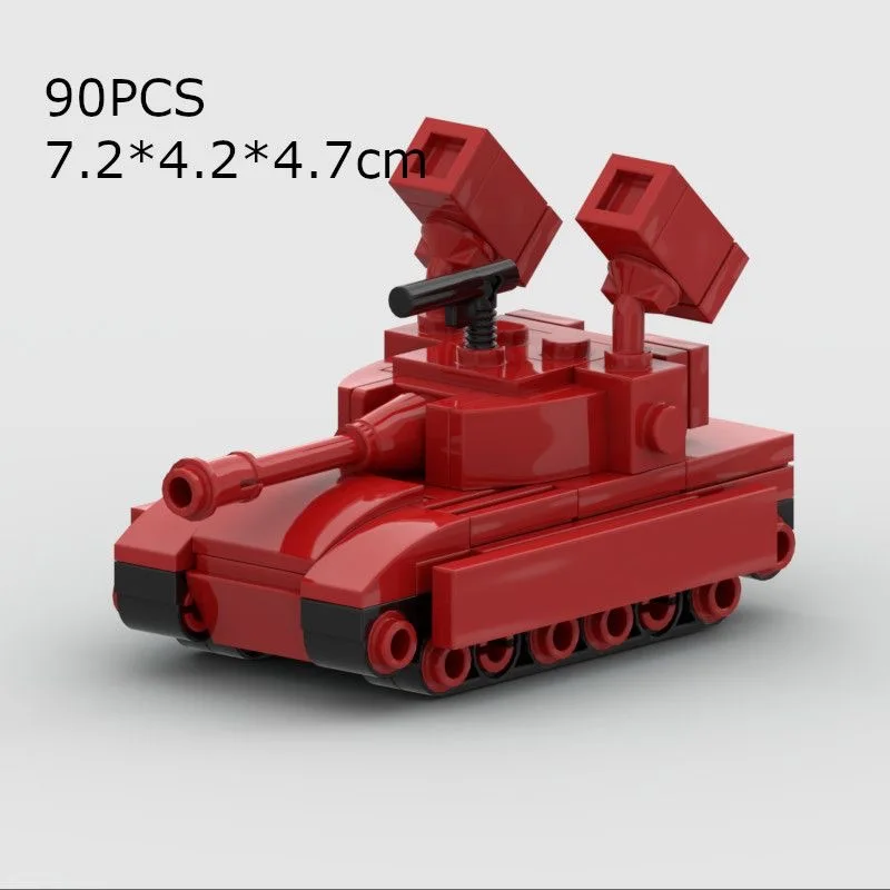 Tanque de lobo rojo, edición mejorada de potencia de fuego completa, bloques de construcción MOC, serie militar, modelo de construcción, juguete para niños, regalo de vacaciones