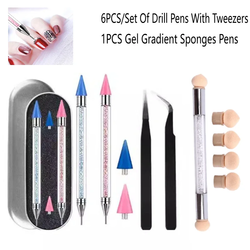 

‌Rhinestone Picker Tool Set - 4 Extra Wax Heads & 2 Tweezers for Precise Crystal Application‌