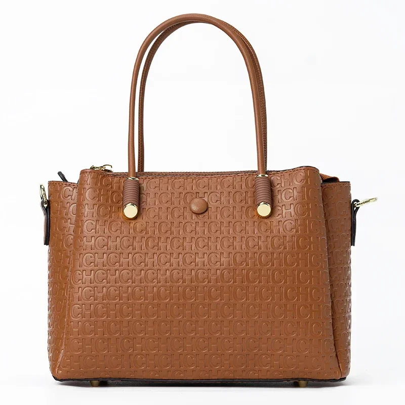CH Large Capacity Tote Bag Women Black Embossed Leather Work Handbag Crossbody Shoulder Bag For Office Daily image 4