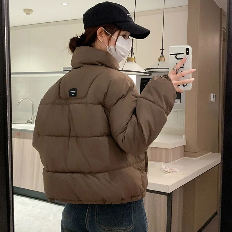 2025 nova moda jaqueta curta de algodão tamanho grande feminino casaco de algodão parka outono inverno jaqueta à prova de frio quente outerwear