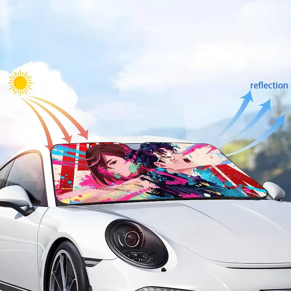 Anime dandadan dos desenhos animados janela foilsheated pára-brisa pára-sol viseira da janela dianteira do carro ferramentas de proteção solar