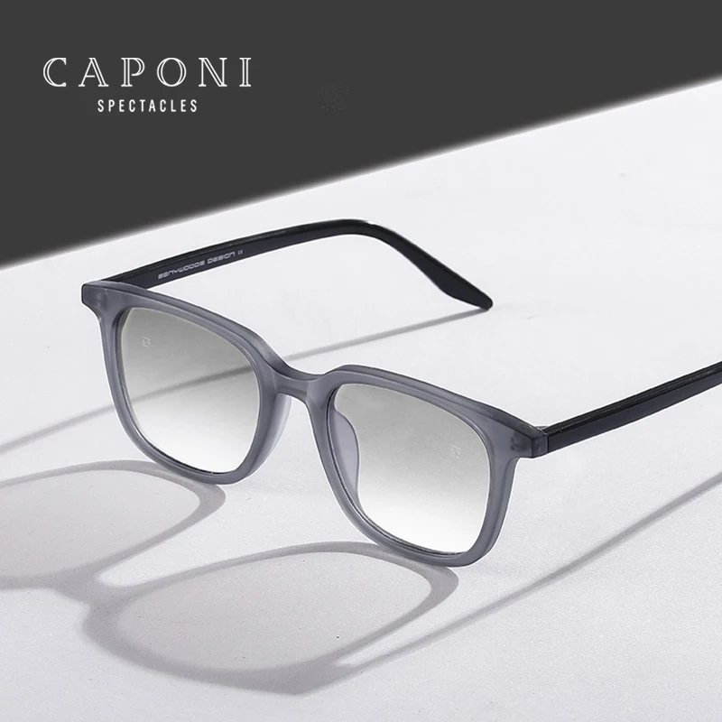 CAPONI Old School Men's Sun Glasses Acetate Frame FOG Fashion Style Eyewear Male Square Gradient Lenses UV400 Sunglasses CP7527