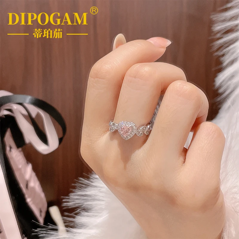 

925 Sterling Silver Moissanite Ring Pink Heart-shaped luxury For Women Wedding Fine Jewelry Accessories Party Gift diamond Ring